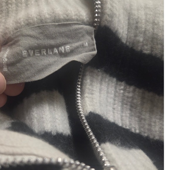 Everlane Cloud Oversized Half-Zip Striped Wool Sweater Cream Navy 1105738960 - Picture 4 of 7